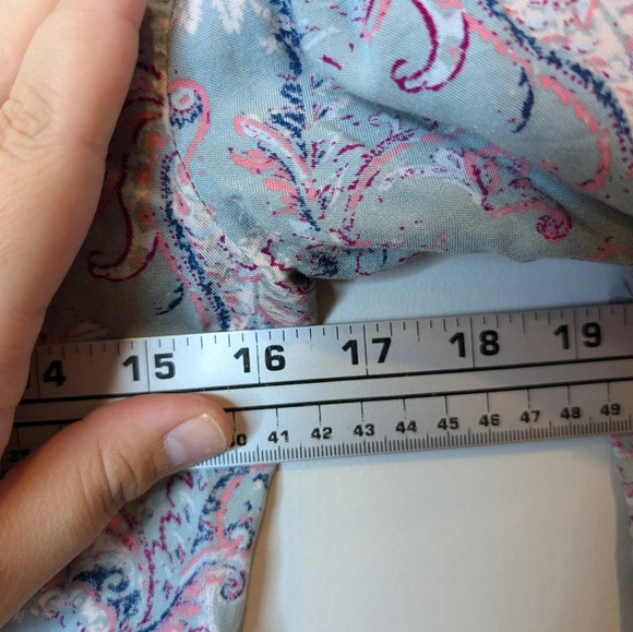 Juniors' Mudd® Long Sleeve Squareneck Blue Pink Paisley Print Dress Small - Picture 11 of 12